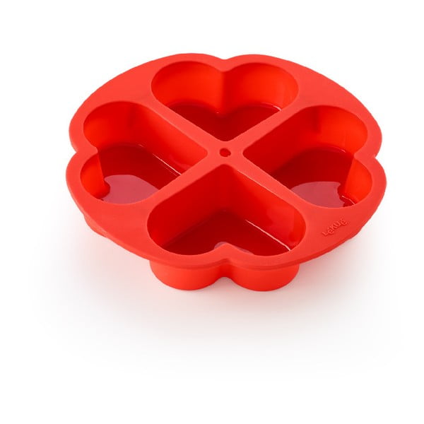 Sarkana silikona kūku forma sirds formiņās Lékué, ⌀ 25 cm