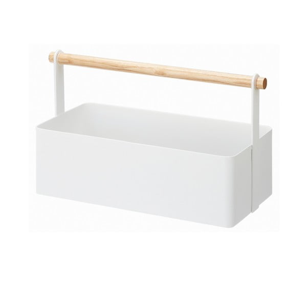 Balta daudzfunkcionāla kaste ar dižskābarža detaļām YAMAZAKI Tosca Tool Box, garums 29 cm