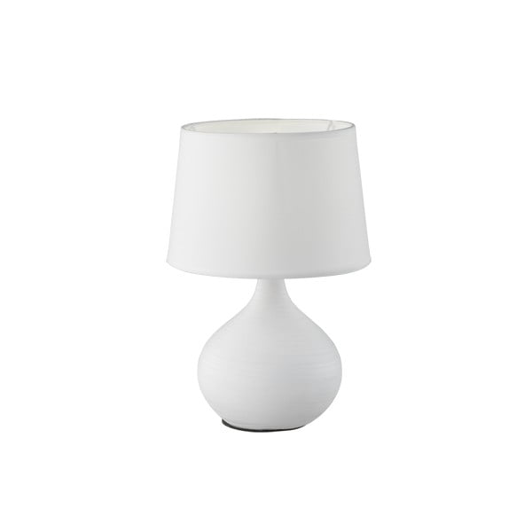 Balta keramikas un auduma galda lampa Trio Martin, augstums 29 cm