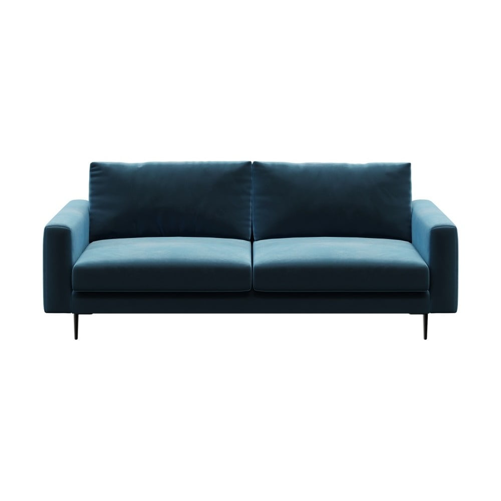Tumši zils samta dīvāns Devichy Levie, 222 cm
