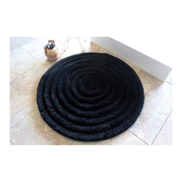 Vannas istabas paklājs apaļš, melns, ⌀ 90 cm