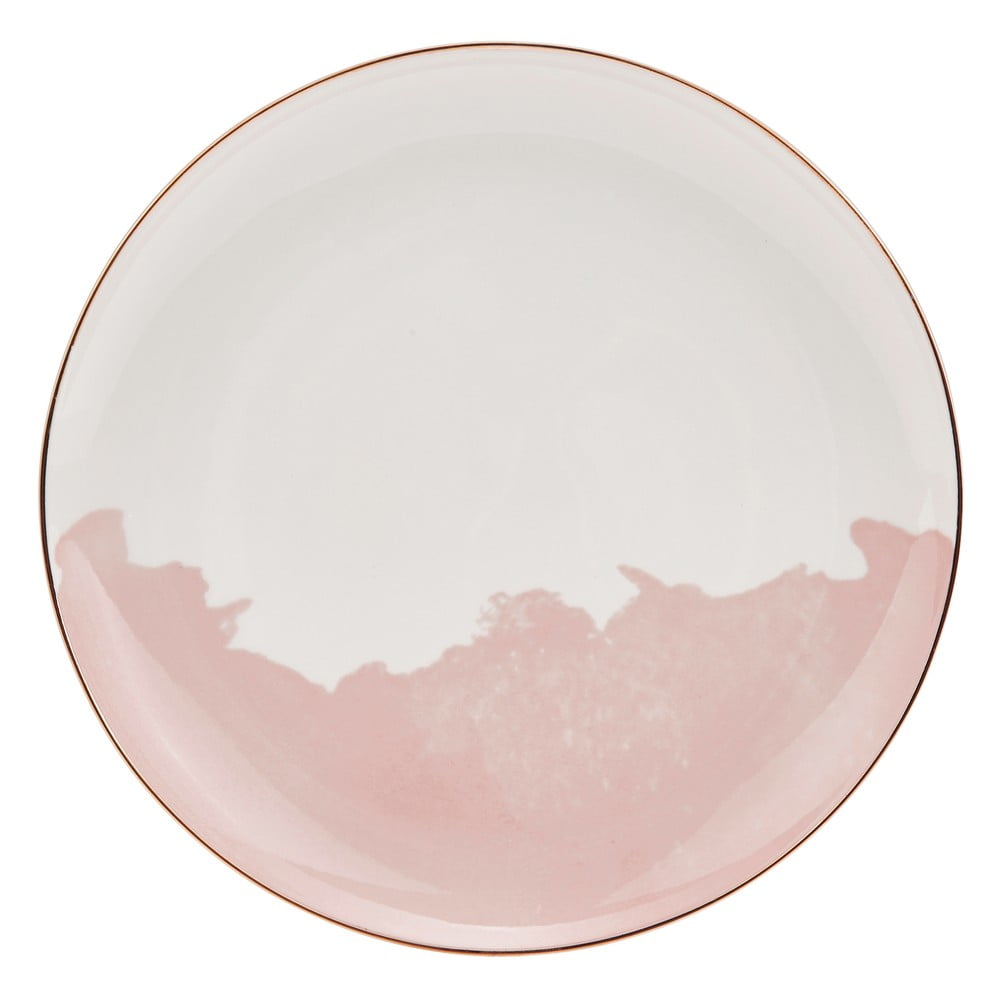 2 rozīgi baltu porcelāna deserta šķīvju komplekts Westwing Collection Rosie, ø 21 cm