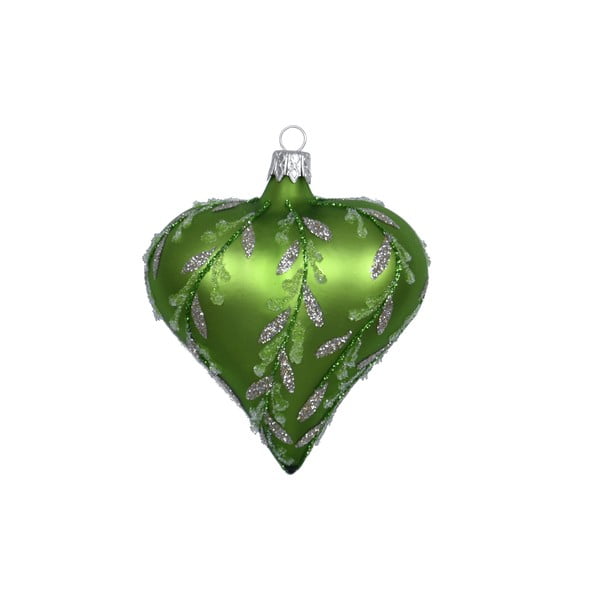 3 zaļu stikla Ziemassvētku rotājumu komplekts Ego Decor Heart