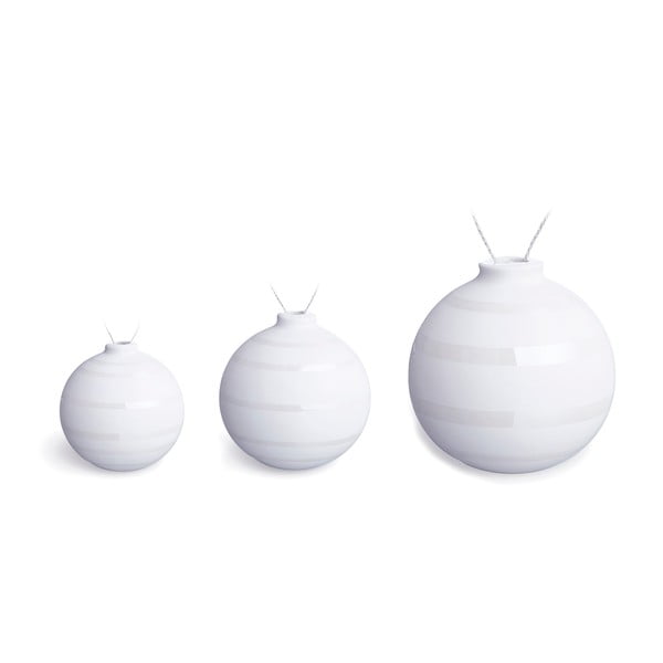 3 baltu keramikas eglīšu rotājumu komplekts Kähler Design Omaggio