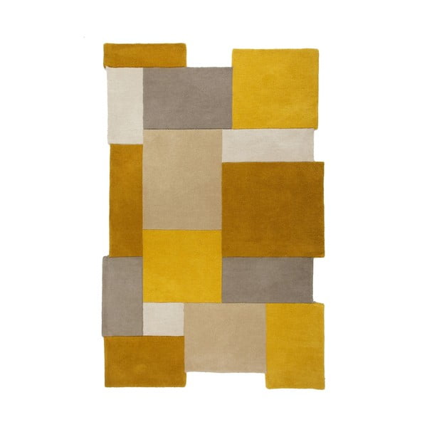 Dzeltens un bēšs vilnas paklājs Flair Rugs Collage, 150 x 240 cm