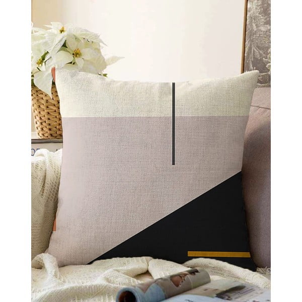 Rozā un melna kokvilnas maisījuma Minimalist Cushion Covers spilvendrāna Abstract, 55 x 55 cm