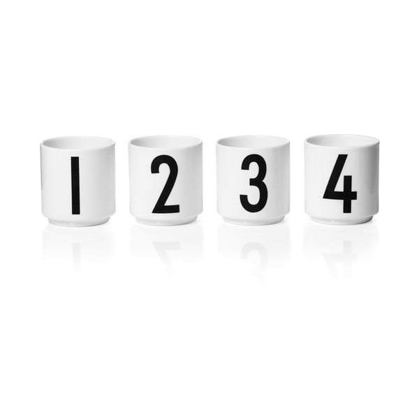 4 baltu porcelāna krūzīšu komplekts Design Letters Mini