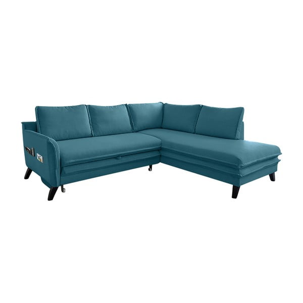 Tirkīza zils izlaižams stūra dīvāns Miuform Charming Charlie L, labais stūris