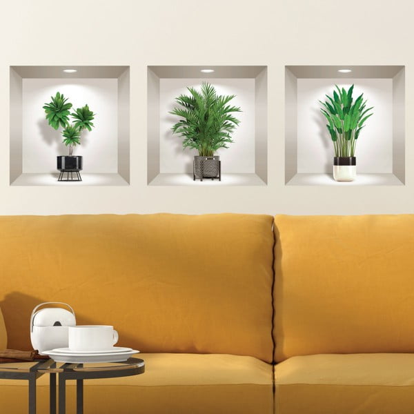 3 3D sienas uzlīmju komplekts Ambiance Indoor Plants