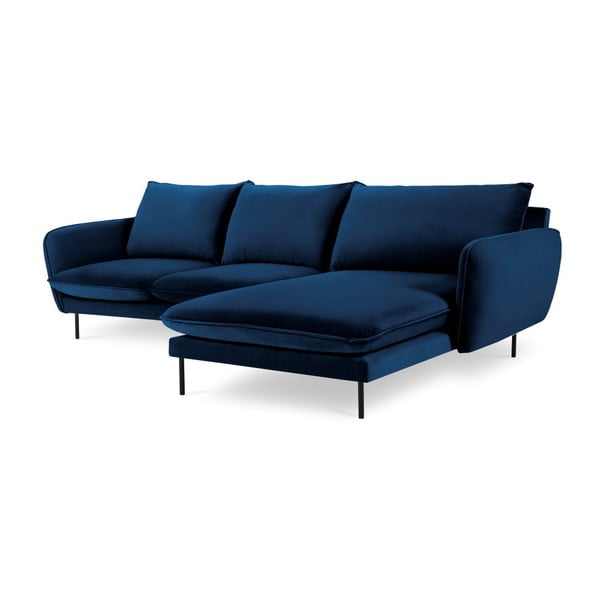 Zils samta stūra dīvāns Cosmopolitan Design Vīne, labais stūris