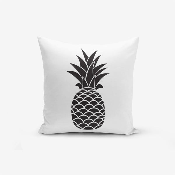 Melnbalta spilvendrāna Minimalist Cushion Covers Pineapple, 45 x 45 cm