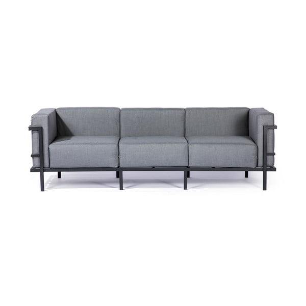 Pelēks trīsvietīgs āra dīvāns ar melnu rāmi Bonami Selection Bellisima, platums 230 cm