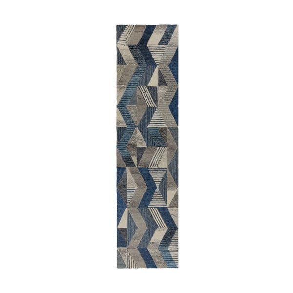 Zils vilnas paklājs Flair Rugs Asher, 60 x 230 cm