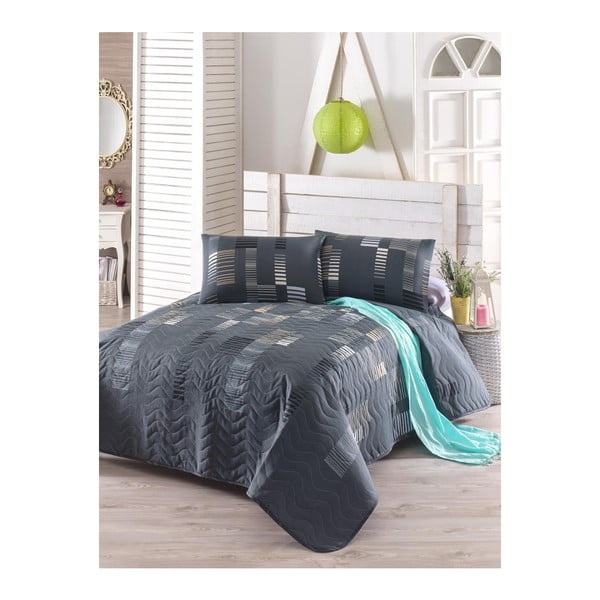 Stepēts divguļamās gultas pārklājs ar spilvendrānām Tracy, 200 x 220 cm