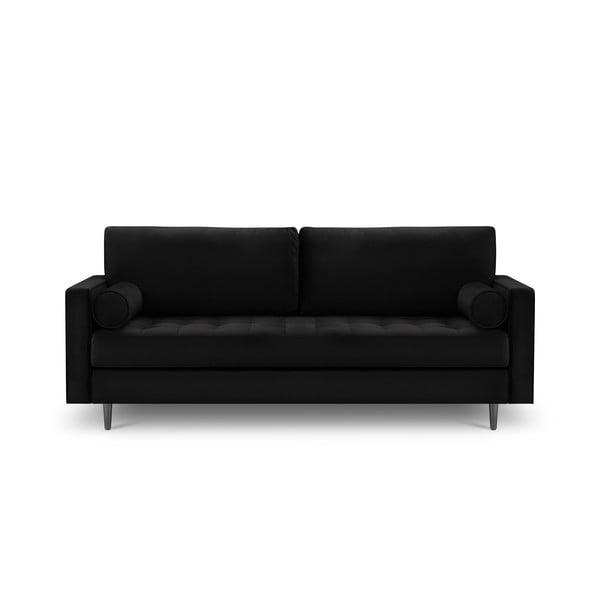 Melns samta dīvāns Milo Casa Santo, 219 cm