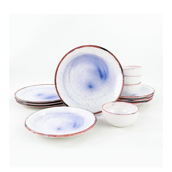 12 daļīgs zili baltu keramikas trauku komplekts My Ceramic