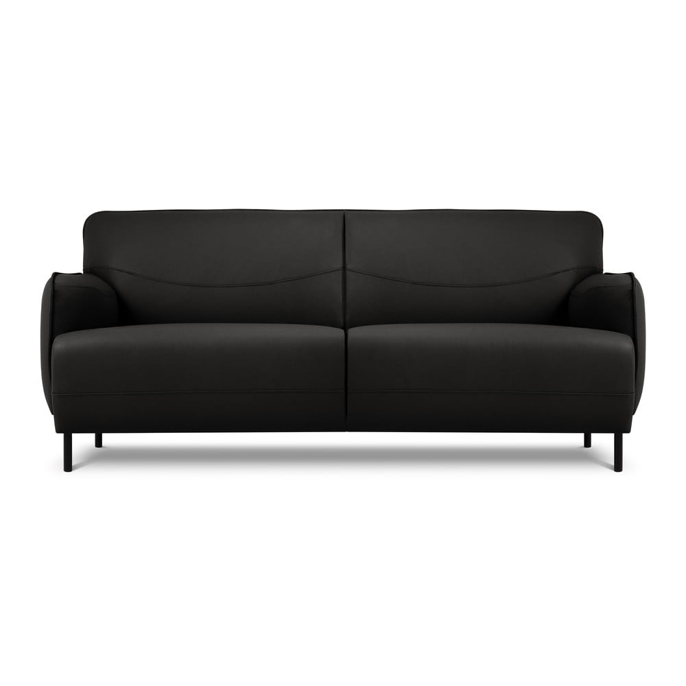 Melns ādas dīvāns Windsor & Co Sofas Neso, 175 x 90 cm
