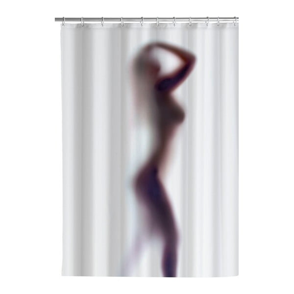 Balts dušas aizkars ar pretpelējuma apdari Wenko Silouette , 180 x 200 cm