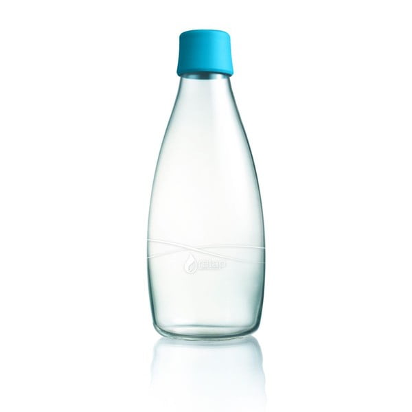 Gaiši zila stikla pudele ar mūža garantiju ReTap, 800 ml