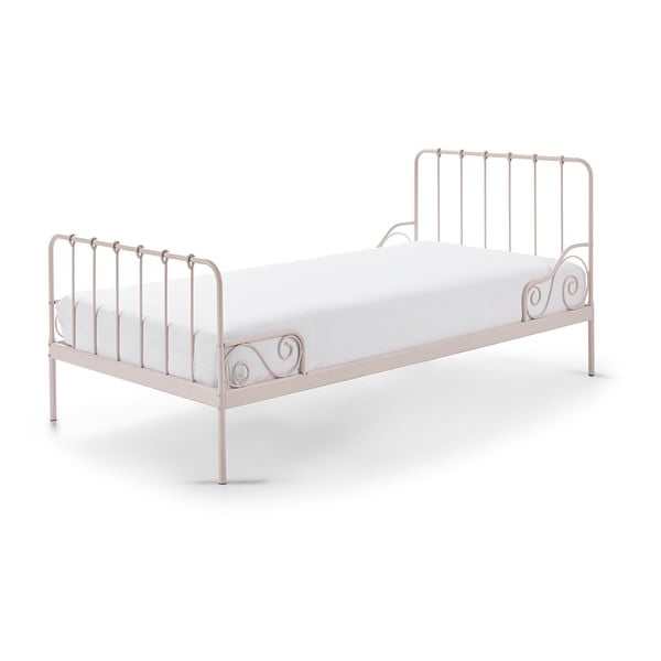Rozā metāla bērnu gulta Vipack Alice, 90 x 200 cm