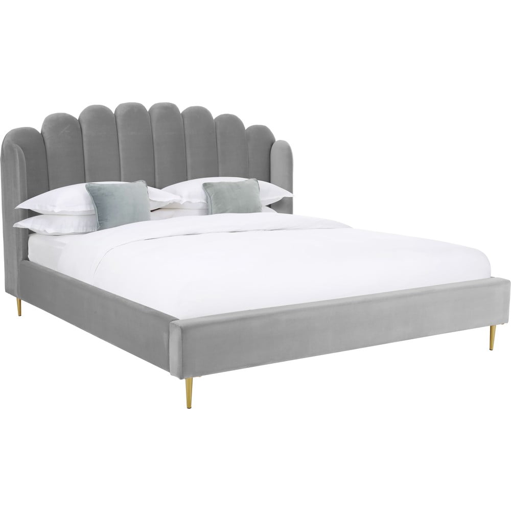 Pelēka gulta Westwing Collection Glamour, 180 x 200 cm