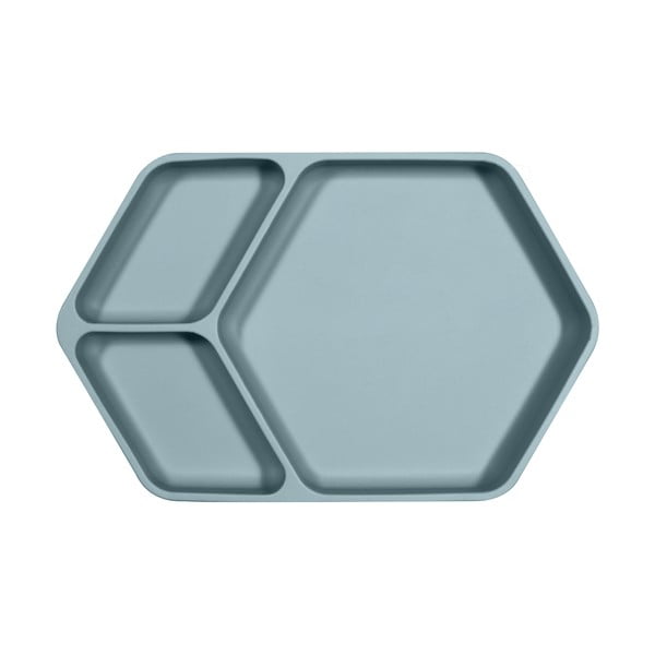 Zils silikona bērnu šķīvis Kindsgut Squared, 25 x 16 cm