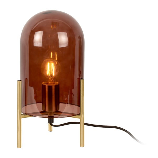 Brūna stikla galda lampa Leitmotiv Bell, augstums 30 cm