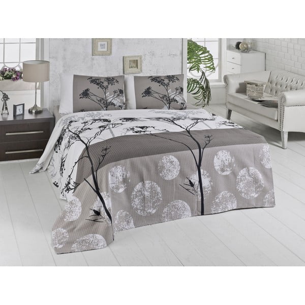 Viegls kokvilnas pārklājs divguļamai gultai Belezza Grey, 200 x 230 cm
