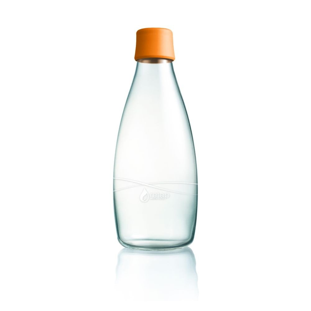Oranža stikla pudele ar mūža garantiju ReTap, 800 ml