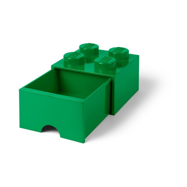 Zaļa uzglabāšanas kaste ar LEGO® atvilktni