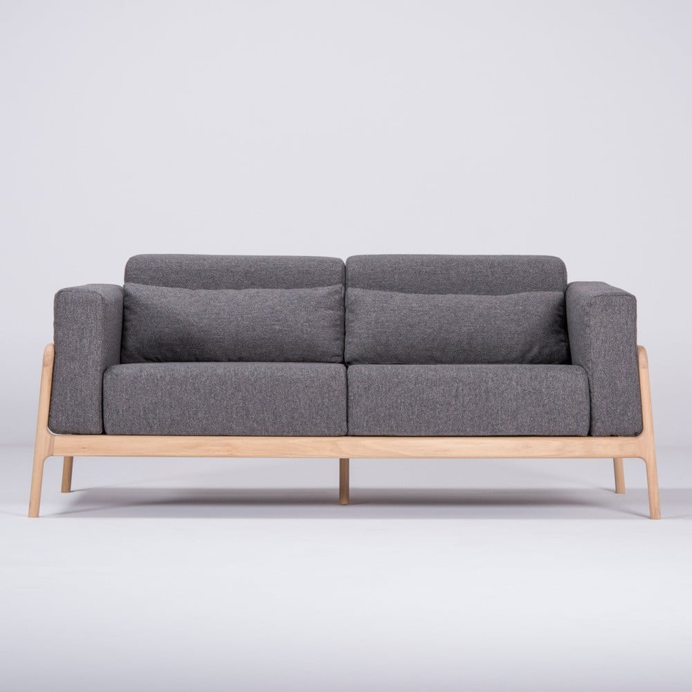 Tumši pelēks dīvāns ar ozolkoka konstrukciju Gazzda Fawn, 180 cm