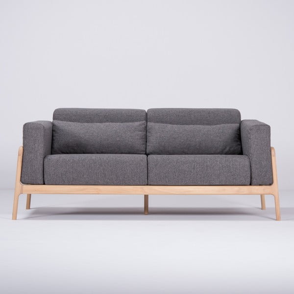 Tumši pelēks dīvāns ar ozolkoka konstrukciju Gazzda Fawn, 180 cm
