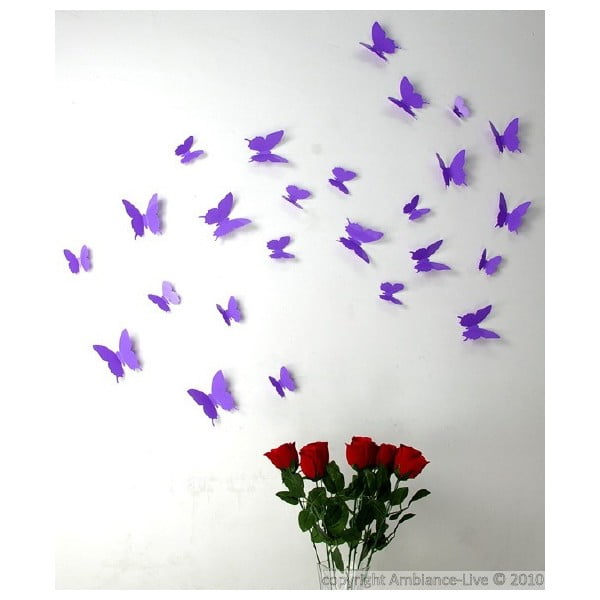 12 violetu uzlīmju komplekts Ambiance Butterflies