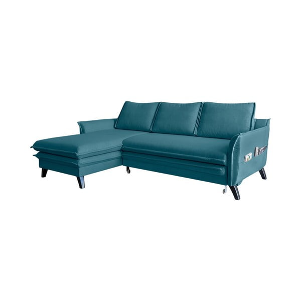 Tirkīza zils izlaižams stūra dīvāns Miuform Charming Charlie, kreisais stūris