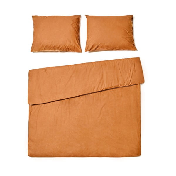 Terakotas oranža divguļamā gultasveļa no mīkstinātas kokvilnas Bonami Selection, 200 x 200 cm