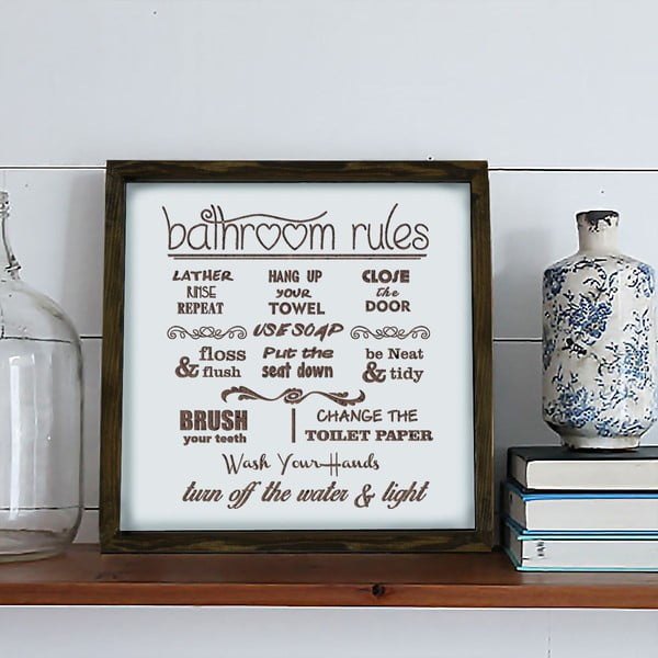 Sienas glezna Bathroom Rules, 34 x 34 cm