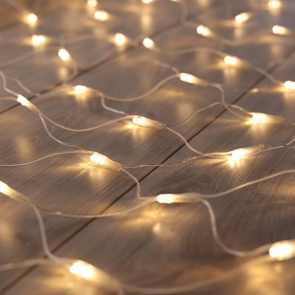 Caurspīdīga LED gaismiņu virtene DecoKing Web, 200 gaismiņas, garums 2 m