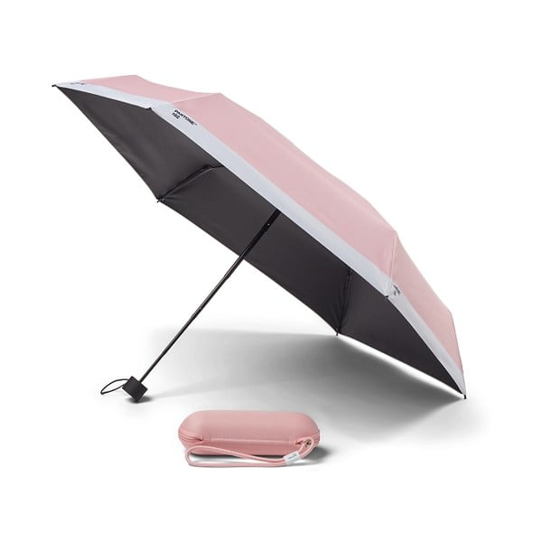 Rozā saliekamais lietussargs Pantone