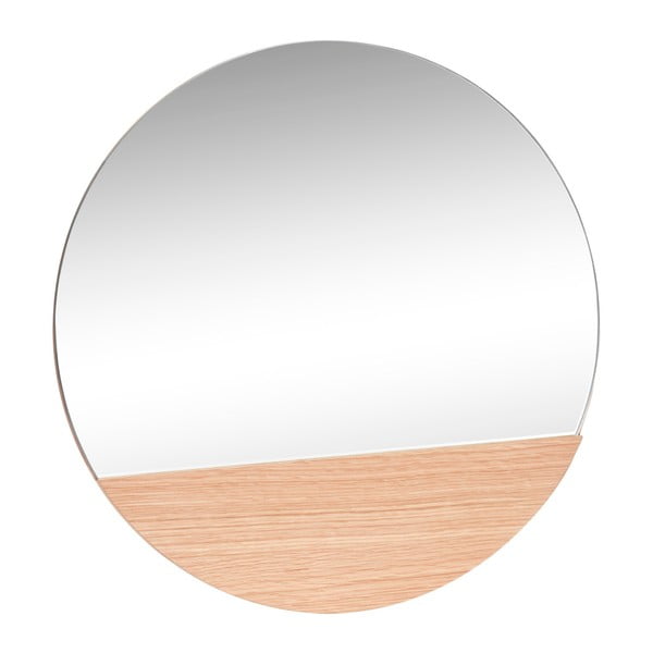 Sienas spogulis ar ozolkoka detaļām Hübsch Lana, ø 50 cm