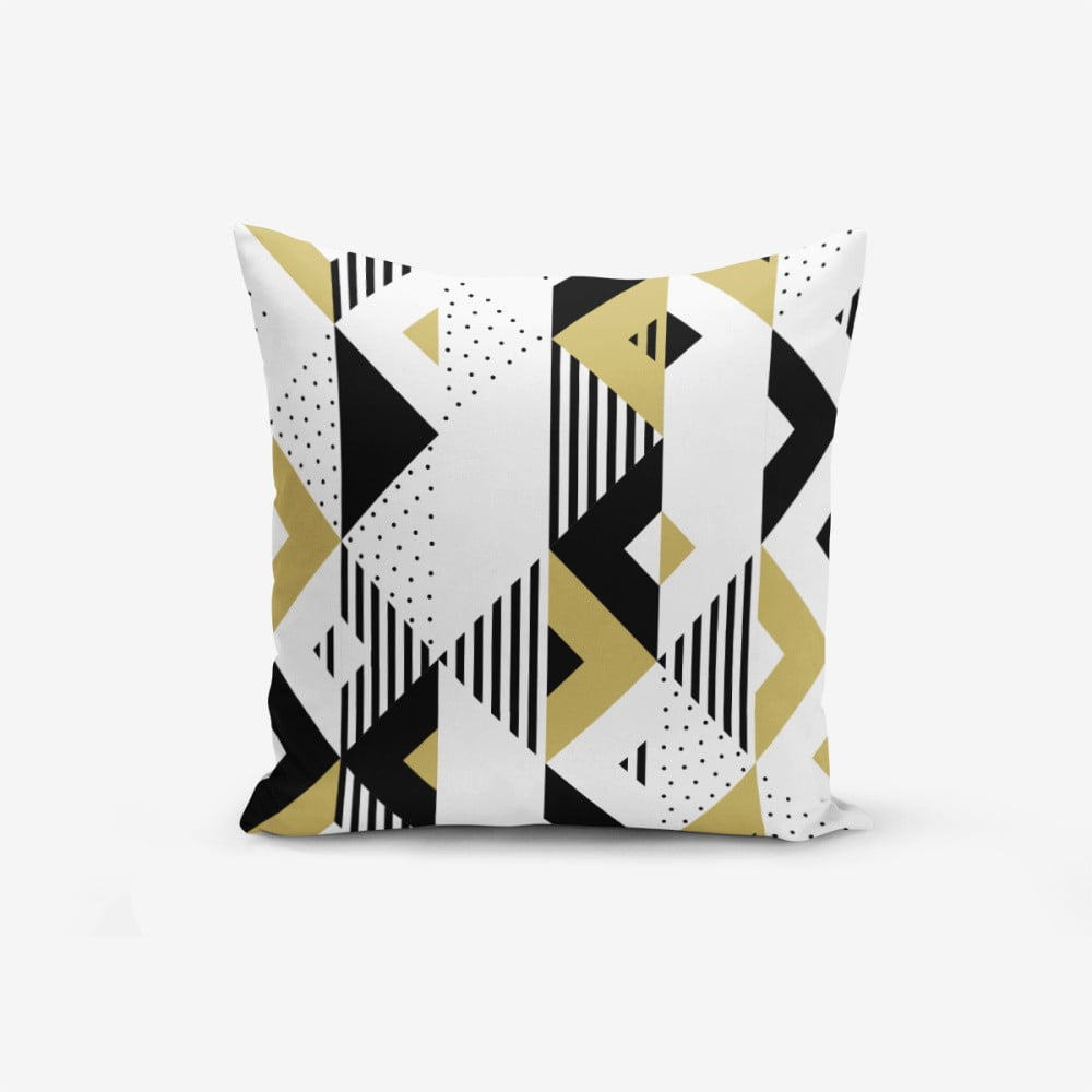 Spilvendrāna Minimalist Cushion Covers Mustard Color Geometric Sekiller, 45 x 45 cm