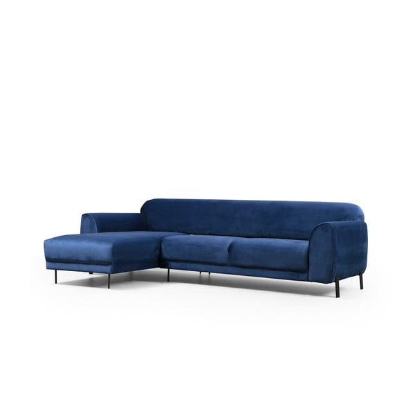 Zils samta izvelkamais stūra dīvāns Artie Image, kreisais stūris