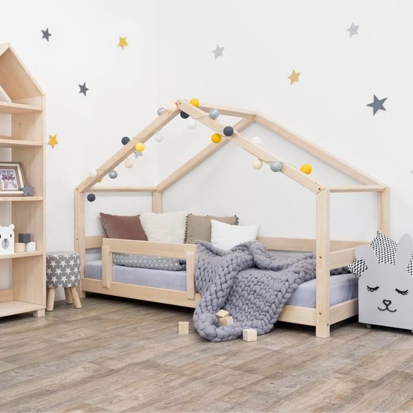 Koka bērnu gulta mājas formā Benlemi Lucky, 90 x 160 cm