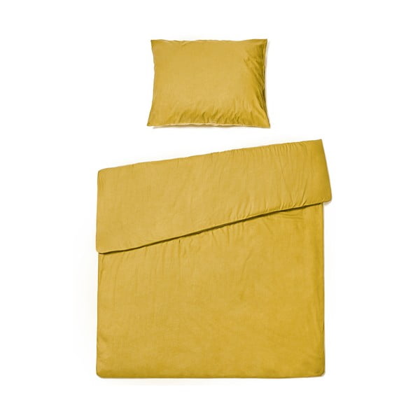 Sinepju dzeltena vienguļamā kokvilnas gultasveļa Le Bonom, 140 x 200 cm