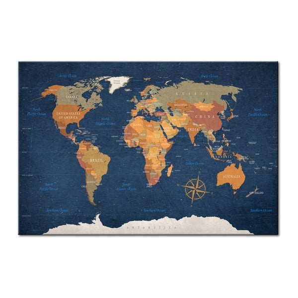 Pasaules karte siena Bimago Ink Ocean, 90 x 60 cm