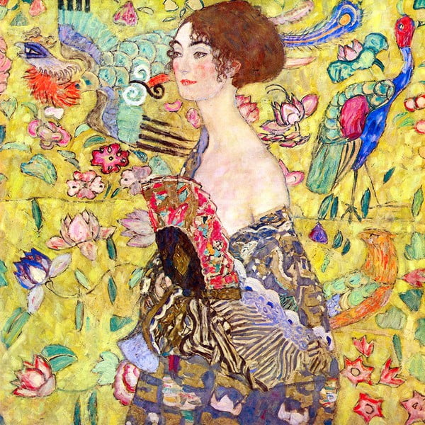 Reprodukcija - Lady with Fan Gustav Klimt , 60 x 60 cm