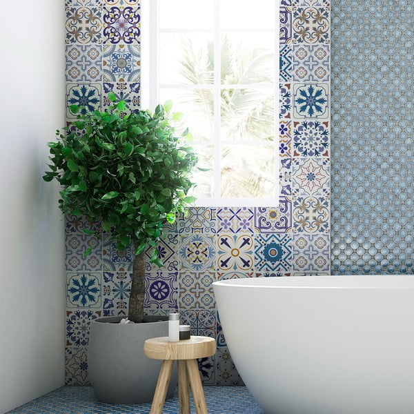 30 sienas uzlīmju komplekts Ambiance Tiles Azulejos Riviera, 10 x 10 cm