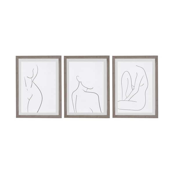 3 sienu gleznu komplekts rāmī Surdic Body Studies, 35 x 45 cm