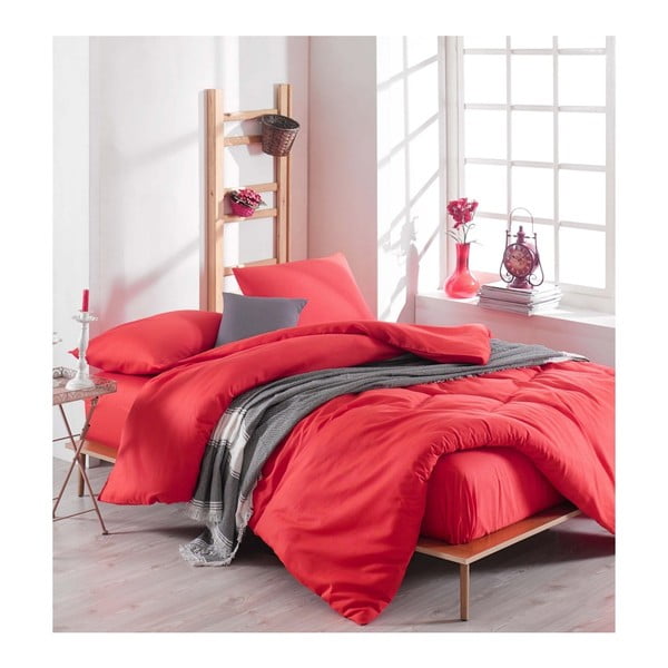 Sarkans divguļamās gultasveļas komplekts ar palagu Basso Rojo, 200 x 220 cm
