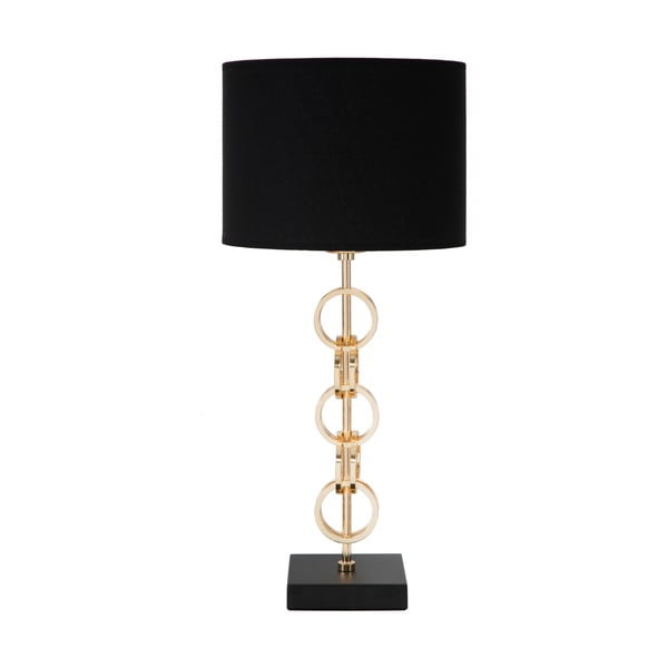 Galda lampa melnā un zelta krāsā Mauro Ferretti Glam Rings, augstums 54,5 cm