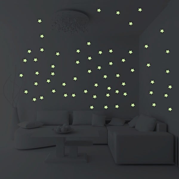 100 izgaismotu sienas uzlīmju komplekts Ambiance Stars